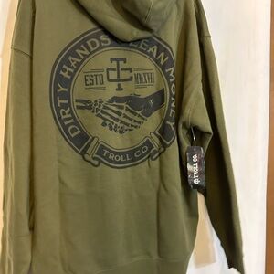 Dirty Hands Clean Money Troll Co green hoodie 3xl